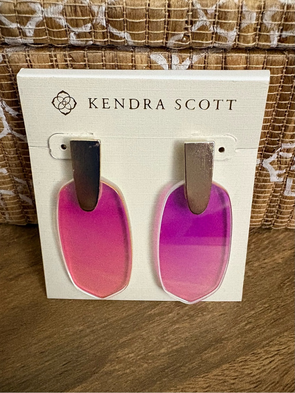 Kendra Scott Iridescent Purple-Pink & Silver Glass Drop Earrings - Picture 2 of 6
